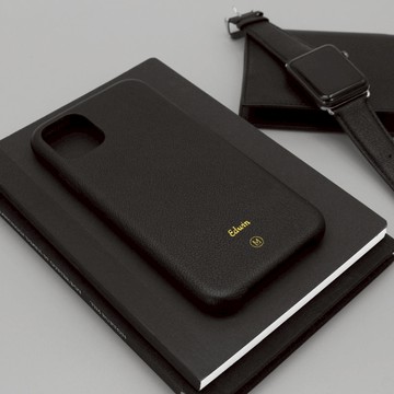 客製化禮物真皮山羊皮系列馬卡龍夢幻色彩黑色iPhone 13 手機殼