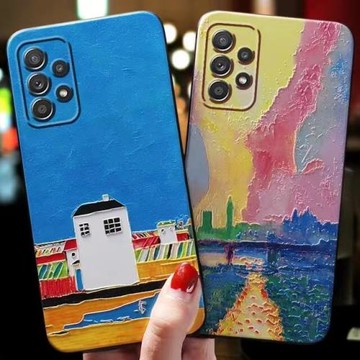 適用于三星S25/S24ultra/S23ultra/S22/S24fe/S20手機殼note20ultra浮雕創意A71/A51/A12/A13油畫A25/S