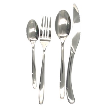 PUSH! 牛排刀叉勺西餐餐具 316不鏽鋼+420刀具鋼  刀(23.5cm) + 叉(20.5 x 2cm) + 大餐勺(20.5cm) + 小餐勺(16.2cm) 四件組  銀色  1組