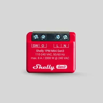 Shelly｜1PM Mini Gen3 小型燈光開關控制器 (繼電器/電驛/WiFi控制)