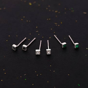 925純銀方形耳釘女年新款潮耳環夏簡約耳骨釘小巧養耳洞耳飾