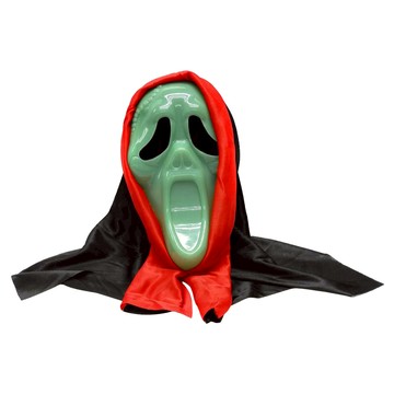 摩達客 驚聲尖叫夜光骷髏面具頭套 25 x 15cm  夜光骷髏面具 黑色 + 綠色 + 紅色  1個