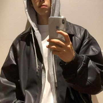 美式復古素色翻領拉鍊皮衣男秋冬新款潮流百搭休閒夾克男