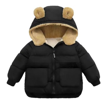 兒童款 羽絨棉小熊外套  130(115-125cm)  黑色