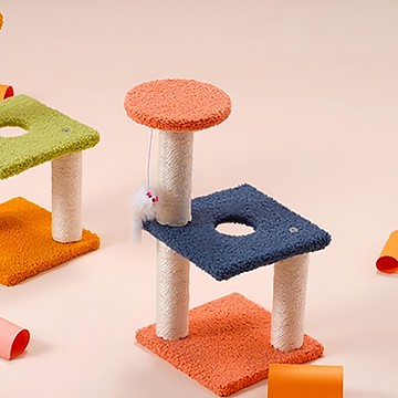 寵物星樂園 寵物多功能劍麻貓抓柱  藍色  耐磨劍麻材質，多層跳台設計  40 x 20cm  1個