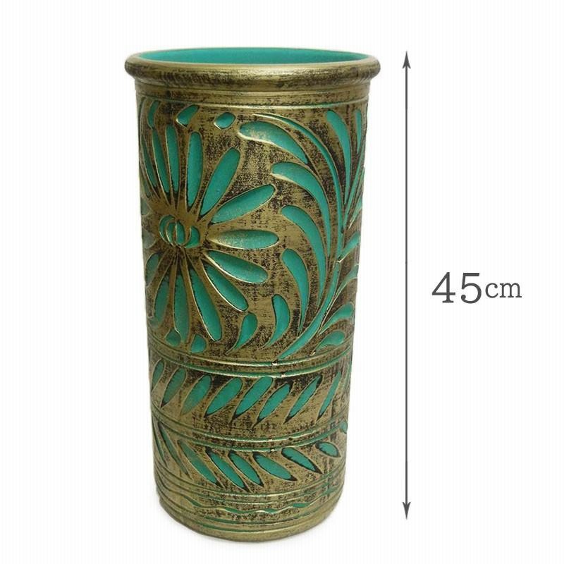商談中】陶器 傘立て イタリア製 レッド 花模様 22-931103 傘立