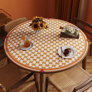 皮革北歐輕奢pvc桌布防水防油免洗ins風桌面餐桌臺布圓形圓桌墊