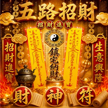 【五路財神符】✿旺財效果超好✿ 招財 招財進寶 招偏財 生意招財 招偏財 招貴人 催財旺財 發財開光符咒靈符