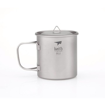 【露營趣】keith 鎧斯 Ti3206 單層摺疊純鈦水杯 鈦杯蓋 550ml 鈦杯 湯杯 杯子 茶杯 折疊手把 露營 野營