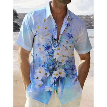 Holiday 3D floral print large-size shirt  度假3D花卉大碼襯衣