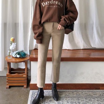 韓國東大門卡其色高腰直筒寬松牛仔褲女九分2025年新款秋冬韓版