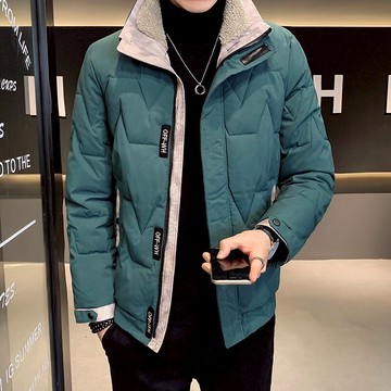 2021新款潮牌羽絨棉服男士秋冬季羊羔毛領加厚保暖棉衣冬裝上衣服