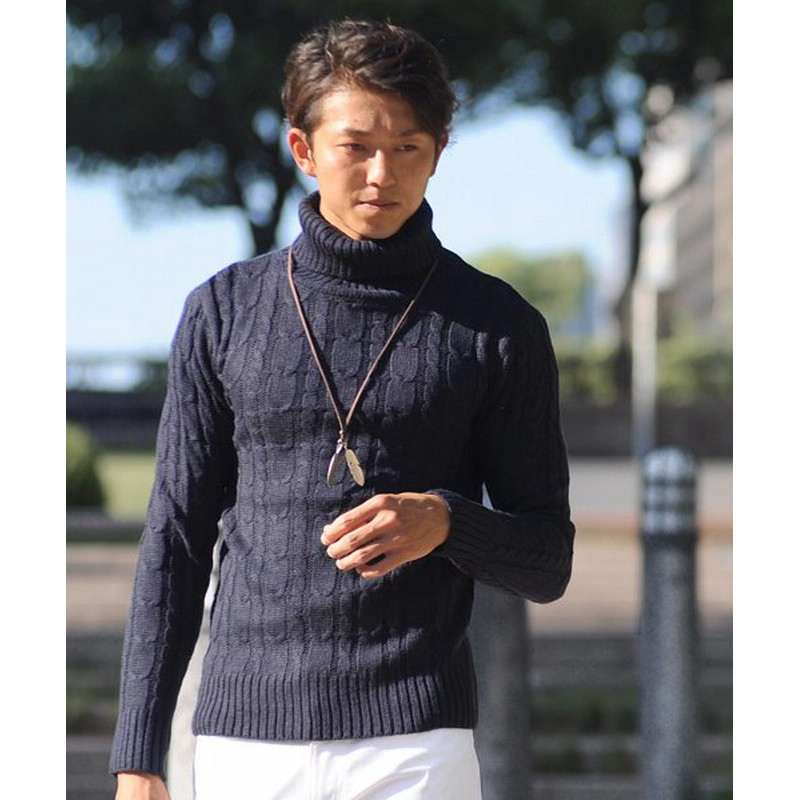 スペイド セーター メンズ Men S ニット Knit タートルネック ハイネック ボリュームネック ケーブル編み ケーブル 無地 ニットセーター メンズ ネイビー Sサイズ Spade 通販 Lineポイント最大1 0 Get Lineショッピング