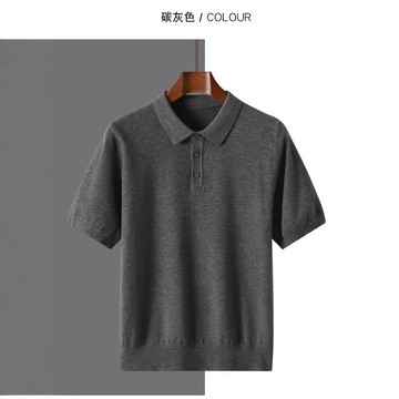 針織衫T恤上衣寬松休閑半袖男士polo衫針織短袖夏季新款純色翻領鑫弘-衣錦男裝