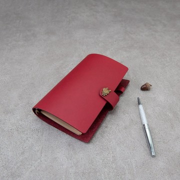 筆記本 A6 手帳 活頁 手札 紅色 筆記本