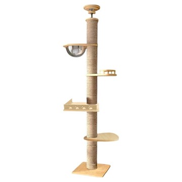 頂天立地貓爬架 F款  全麻繩柱  太空艙+半護欄+方護欄+吊床  1組