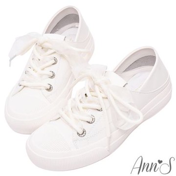 Ann’S夢幻網紗雙層鞋帶 時髦扁楦頭 可兩穿休閒穆勒鞋3cm-白