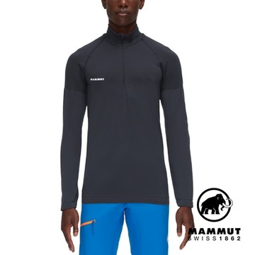 【Mammut長毛象】Trift Half Zip Longsleeve 羊毛混紡立領半拉鍊長袖排汗衣 黑色 男款 #1016-01050