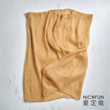 NicoFun 愛定做 浪漫60 柳葉絲披肩式寬版圍脖(一入 四季可戴 領巾髮帶 髮箍 桑蠶絲巾 皺褶絲巾 真絲)