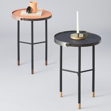 camino｜CARMEL 高腳銅環邊桌 深黑藍 紅陶土 二色 - 紅陶土色X紅銅