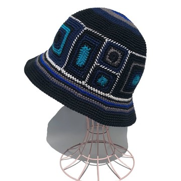 【A.C.T×SAYOYON】手鉤針漁夫帽 藍色系