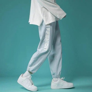 摩登秀🔥韓版男士休閒長褲 修身窄管褲 百搭束口褲 縮口運動長褲 四季款男褲淺色牛仔褲男士潮牌寬鬆束腳直筒夏季薄款褲
