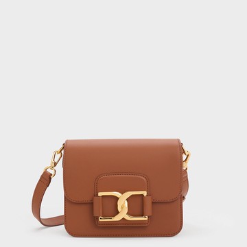 Gabine 真皮雙釦斜背包