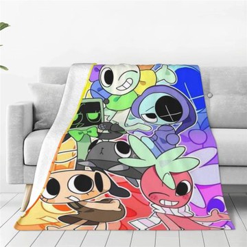 3D跨境游戲節奏盒子數碼印花午睡毯法蘭絨印花保暖睡覺毛毯蓋毯