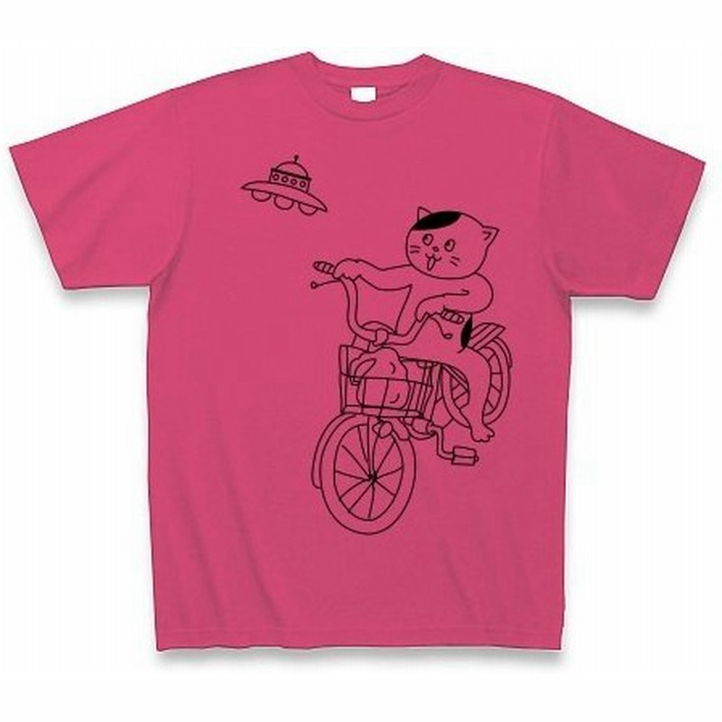 コンビニ帰りの猫とUFO Tシャツ(ホットピンク) 通販 LINEポイント最大 