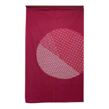 Nextyle 平安古樸圓印花日式和風門簾 100%純棉  150 x 85cm  古典紅