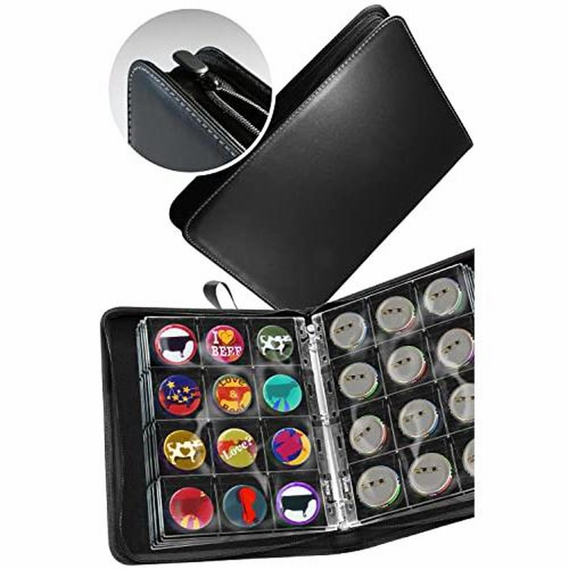 Etlife 缶バッジ 収納 57mm 安心のフルカバー 大容量 1枚収納 Puレザー コレクション ファイル コインアルバム ブラック 通販 Lineポイント最大0 5 Get Lineショッピング