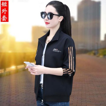 2025年秋裝新款短外套女休閑時尚中年媽媽運動夾克春秋款薄款上衣