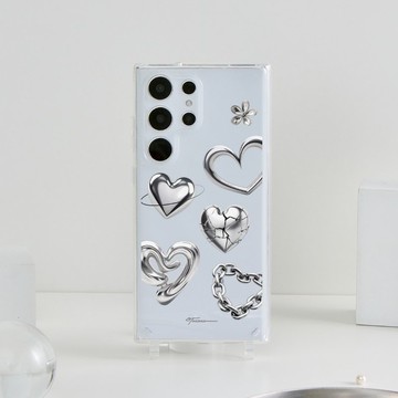 銀鍍五心晶石透明防摔SAMSUNG繩掛手機殼