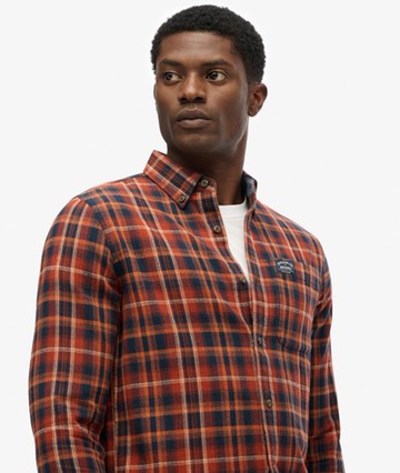 Superdry Men's Long Sleeve Cotton Lumberjack Shirt Orange Size: S