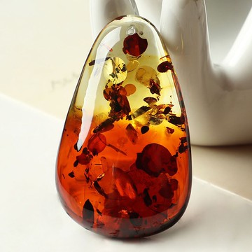 天然凈水級花珀吊墜女款 波羅的海漸變琥珀蜜蠟項墜飾品男 送證書