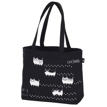 日本進口 貓咪三兄弟大手提托特包 (黑色)