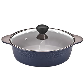 KITCHEN FLOWER Cookin IH 電磁火鍋半平鍋  28cm  黑色 + 藍色  1個