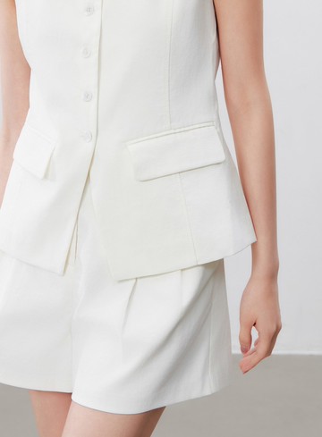 防曬陶瓷紗線削肩西裝背心