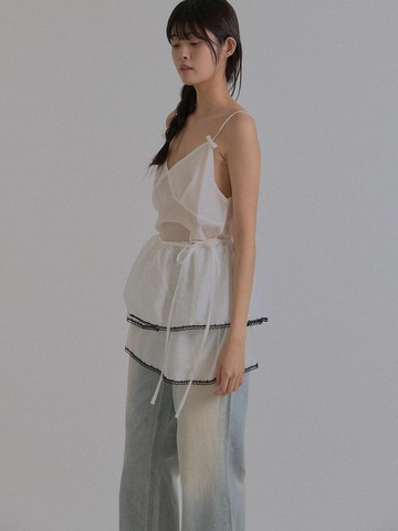 Ethereal Lace Layered Sheer Wrap Skirt [White]
