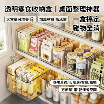 🏆亞克力零食收納盒 透明桌面收納盒 透明雜物收納筐 櫥櫃收納盒 零食透明收納盒 壓克力長方形收納盒