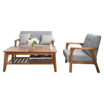 【dayneeds】布魯克實木沙發茶几三件組