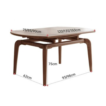 現代簡約巖板餐桌可變圓桌家用小戶型輕奢方圓兩用可伸縮實木餐桌[DD010109]