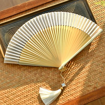 純色素雅古典折扇中國風折疊扇子漢服旗袍舞蹈走秀隨身女式古風
