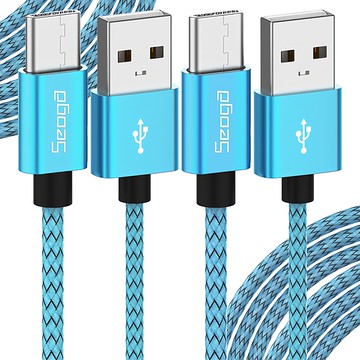 Seoga 金屬長版高速充電線 C-Type  3m  藍色  2個