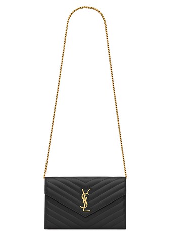 saint laurent "cassandre" clutch bag with chain