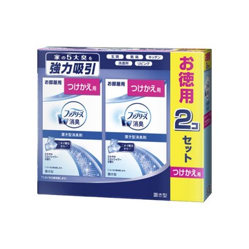 Febreze 日本W放置型果凍凝膠消臭劑補充盒-清爽香(藍)130gx2入/盒(本品不含外蓋,廚房客廳玄關鞋櫃臥室廁所香氛)