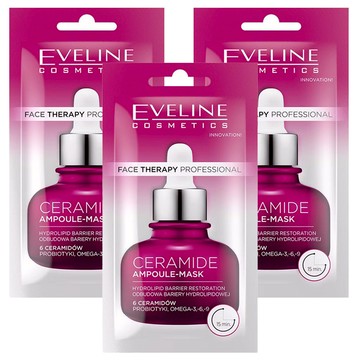 EVELINE 一整瓶安瓶精華乳霜面膜 6種神經醯胺CERAMIDE 鎖水滋養 粉色 8ml  3包  1組