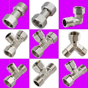 。加厚4分內外絲活接三通燃氣管熱水器銅配件分水器活彎頭水管接