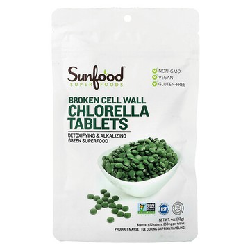 Sunfood, 破壁小球藻片，452 片，4 盎司（113 克）