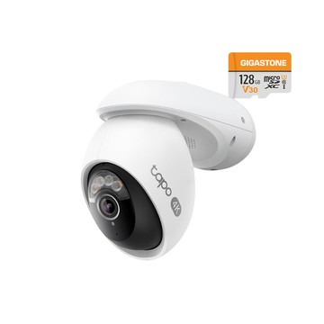 TP-Link 【128G記憶卡組】4K 人臉辨識 AI偵測 360°攝影機 戶外Wi-Fi監視器(全彩夜視/Tapo C560WS)